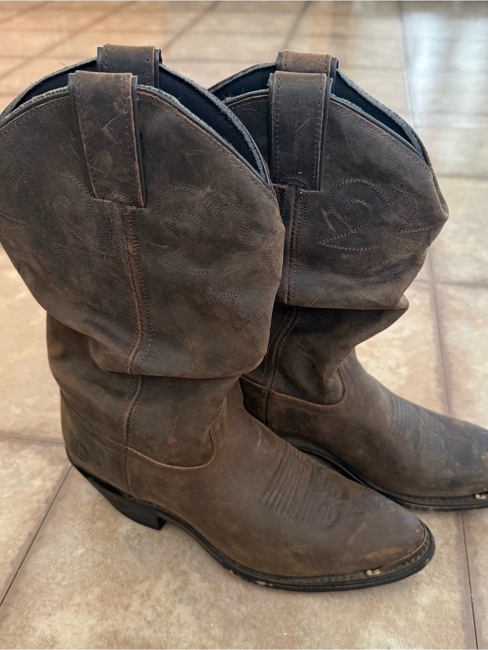 Double H Women's Brown Leather Western Heeled Boots